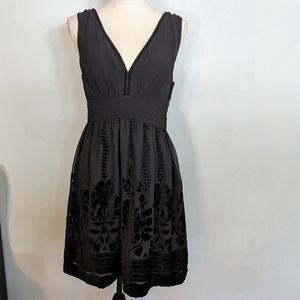 H&M A-line Dress Size 8 Conscious Collection Black Sleeveless Lined Velvet Flora